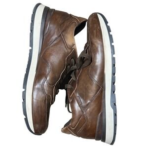 NeroGiardini Sneakers Men Size 43 Brown Leather Low Top Lace Up Made in Italy